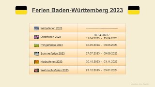 Ferien Baden Württemberg 2023 [upl. by Paza]