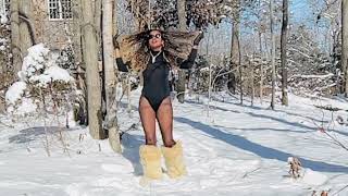 Fashion try on  Blend  Latex Bodysuit  fur boots photo shoot  Playing in snow [upl. by Krueger742]