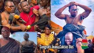 FULL VIDEO Transformation boss Jnana Caksus Das rides on Giant’s neck at his Nkosohene enstoolment [upl. by Emearg401]