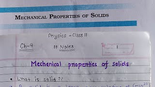 Mechanical properties of solids class 11  physics notes [upl. by Imoyaba371]