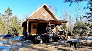 Building A Simple Log Cabin In The Woods Framing Windows [upl. by Charity84]