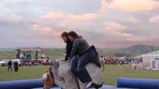 2 Ladies Ride the Mechanical Bull at Headwaters [upl. by Parish704]