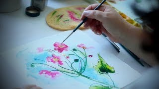 Beginner Tutorial 🎨🌸 Anemonen Mischtechnik Aquarell amp Tusche [upl. by Mehta]