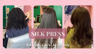 Extra Curly Silk Press Tutorial  Natural Hair Goals [upl. by Hoye665]