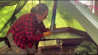 Attaching the stovepipe to Hot Tent Stove [upl. by Zetroc]