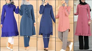 Stunning hijab dresses ideastwo piece dress design and ideas 2024 dressdesignelegantfashion [upl. by Yettie]