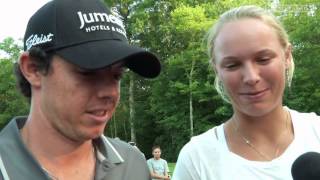 McIlroy and Wozniacki interview before Deutsche Bank [upl. by Ku]