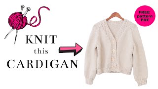 Knit an Easy Button Cardigan  FREE Knitting Pattern  Tutorial [upl. by Narut]