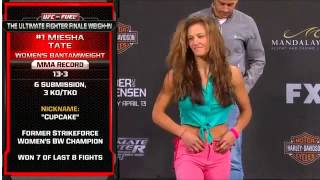 TUF 17 FInale Miesha Tate vsCat Zingano WeighIn [upl. by Pergrim723]