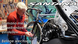 Shimano mechanische Scheibenbremse einstellen und Beläge wechseln [upl. by Jacobsohn]