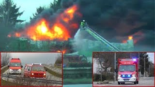 Neuer GWMess  Gruß Einsatzfahrten bei Großbrand in HochdorfAssenheim  24122017 [upl. by Alebasi]