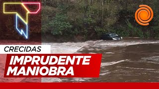 VIDEO Cruzó con su auto en plena crecida en El Durazno y terminó arastrado por el agua [upl. by Nivlad499]