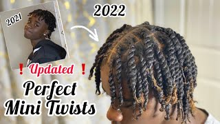 UPDATED Juicy Two Strand Mini Twists Tutorial for Teen Boys amp Men  1 year Hair Growth 2022 [upl. by Ruben]