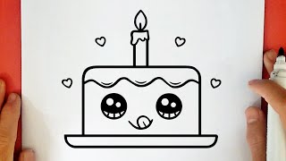 COME DISEGNARE UNA TORTA DI COMPLEANNO KAWAII [upl. by Nwahsyd]