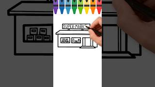 Super market video  super market drawing easy  super market building  trending shorts viral [upl. by Pyne804]