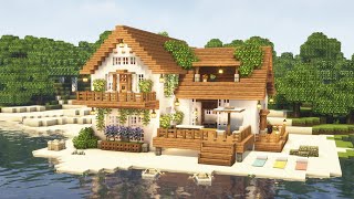 Minecraft 🏖️🌴 Aesthetic Beach House Tutorial  Mizunos 16 Craft Resource Pack [upl. by Luane731]