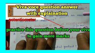 Viva voce question answer for potentiometer in hindi  physics  class 12 [upl. by Yatnuahc]