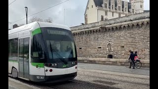 🇫🇷 Tram on the streets of Nantes in France [upl. by Mian]