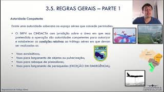 AULA 35  REGRAS GERAIS  PARTE 1  REGULAMENTOS DE TRÁFEGO AÉREO  PILOTO PRIVADO DE AVIÃO [upl. by Elvin387]