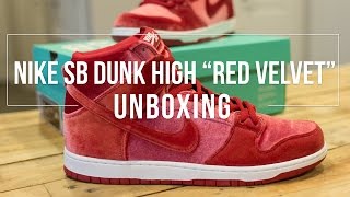 Nike SB Dunk High “Red Velvet” Unboxing [upl. by Abita574]