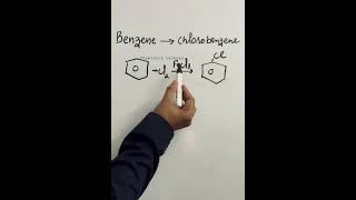 Benzene to Chlorobenzene  Electrophilic substitution reaction short [upl. by Aitram]