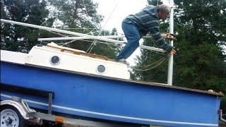 How to Rig a Gaff Head Cat Sailboat Bay Hen [upl. by Akered]