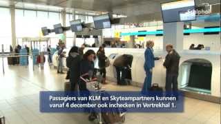 Inchecken KLM nu ook in Vertrek 1 op Schiphol [upl. by Nod]