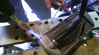 How to weld aluminum with a propane torch and low heat aluminum welding rods fix your radiator [upl. by Cheston308]