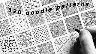 120 Easy Doodle Patterns  Zentangle Art  Doodling [upl. by Alansen539]