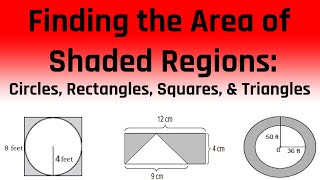 Finding the Area of a Shaded Region Circles Rectangles Squares amp Triangles Free ASVAB Tutoring [upl. by Enajaras]