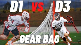 D1 Vs D3 Lacrosse Gear Bag amp Stick Set up [upl. by Eigriv]