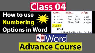 How to use Numbering Options in Ms Word in Urdu  Class No 04 [upl. by Kiele524]