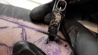 Dishonored game fan tattoo Time lapse amp slow motion tattooing [upl. by Amati]