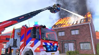 Emergency Call 112  NEW Ladder Truck Mission Roof Fire 4K [upl. by Orsini454]