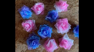 Make your own Organza Ribbon Roses for your projects No sew Project [upl. by Cung]