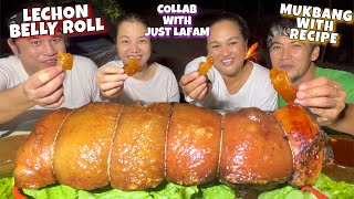 LECHON BELLY ROLL MUKBANG with RECIPE COLLAB JUSTLAFAM  OUTDOOR COOKING MUKBANG PHILIPPINES [upl. by Remoh407]