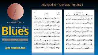 How to play a jazzy Blues in G  with solo transcription for flute jazz sheetmusic flute [upl. by Llerrod]