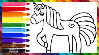 Cómo Dibujar Un Unicornio 🦄 Dibuja y Colorea Un Lindo Unicornio 🦄❤️🌈 Dibujos Para Niños [upl. by Karlene129]