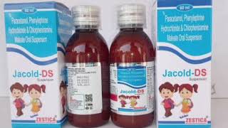 Jacold DS Suspension Syrup Paracetamol PhenylephrineHydrochloride Chlorpheniramine Oral Suspension [upl. by Trager565]