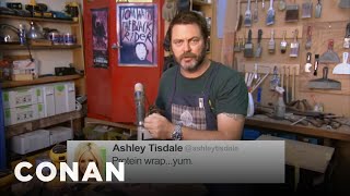 Nick Offerman Reads Tweets From Young Female Celebrities Vol 5  CONAN on TBS [upl. by Adnawaj]