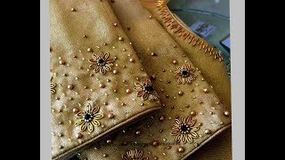 Most Beautiful Zardosi Flower making with Normal Stitching NeedleSame Like AARI Maggam Work Blouse [upl. by Sikko]