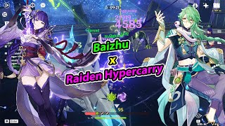 I tried Baizhu in Raiden Hypercarry team Spiral Abyss 36 Genshin Impact [upl. by Doty]