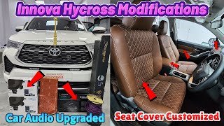 Innova Hycross Best Audio and Customized Seat Covers Upgraded  Car Sense Chennai  Car Decors [upl. by Leatri]