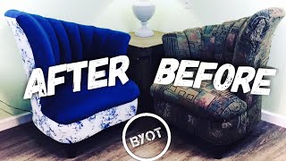 DIY UPHOLSTERY FOR BEGINNERS  How To Reupholster A Chair [upl. by Hplodnar]