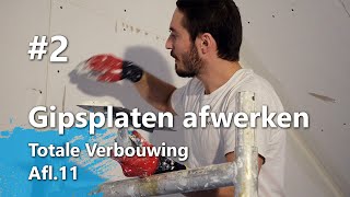 Gipsplaten afwerken Part 2  Papieren voegband aanbrengen naden vullen Totale verbouwing Afl11 [upl. by Enogitna374]