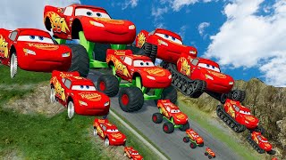 TRANSPORTING PIXAR CARS amp FRUITS WITH COLORED amp JOHN DEERE VS CLAAS VS TRACTORS  BeamNGdrive 983 [upl. by Valera]