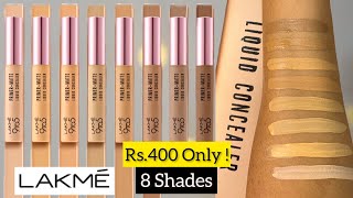 New LAKMÉ 9 to 5 Primer  Matte liquid concealer SWATCHES  8 Shades [upl. by Leziar]