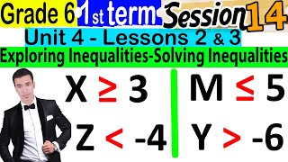 Exploring Inequalities  Solving Inequalities  Unit 4 Lesson 2 amp 3  Grade 6  1st term Session 13 [upl. by Amata883]