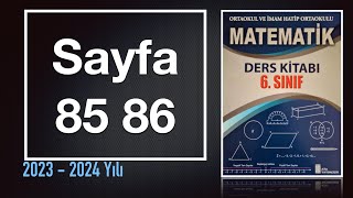 6 Sınıf Matematik Ders Kitabı Cevapları  ATA YAYINCILIK Sayfa 85 86 [upl. by Eelahc]