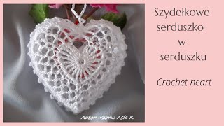 Serduszko w serduszku 3D i na akrylu 8 cm szydełko Author Asia K Heart crochet tutorial [upl. by Philbrook]